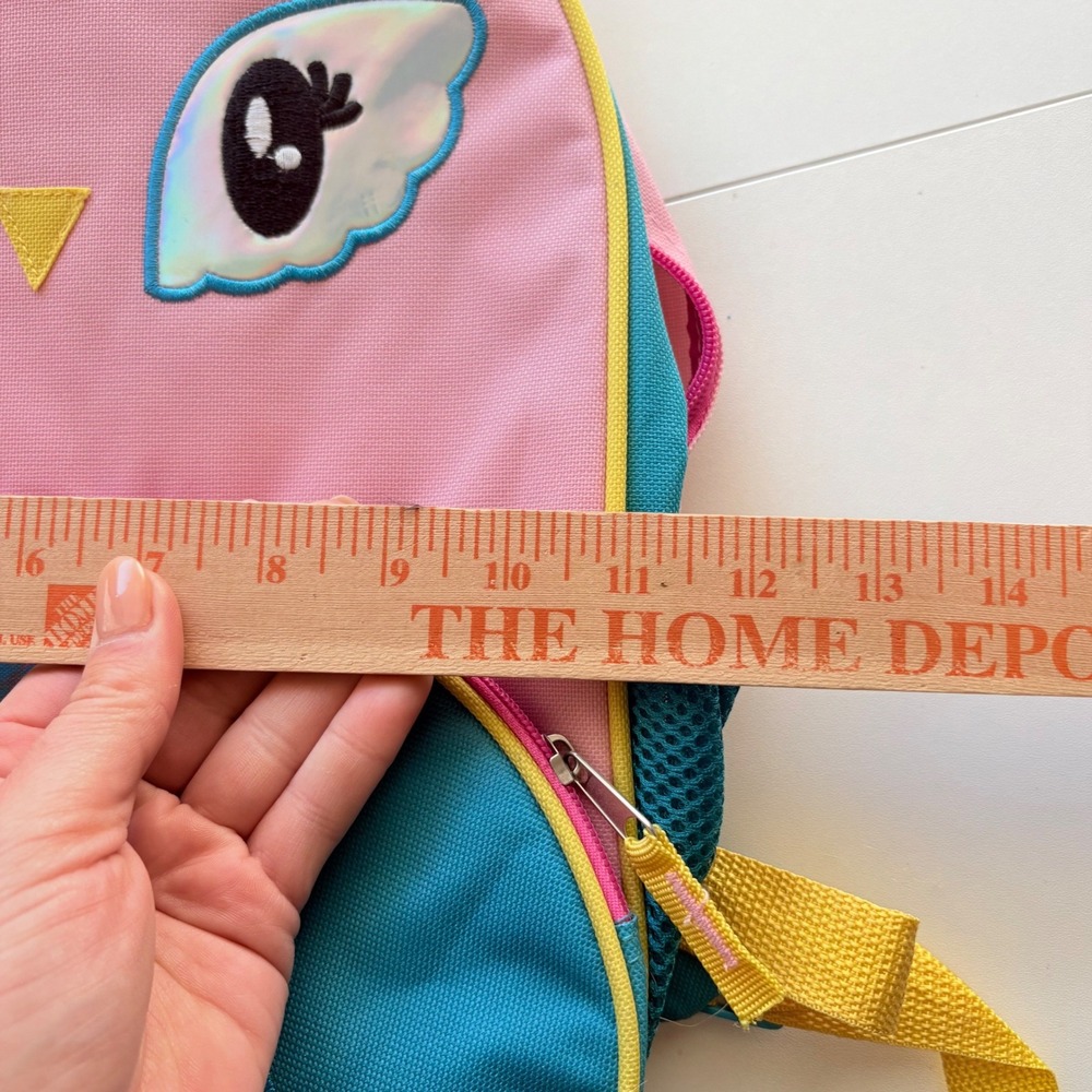 Cat & Jack Owl Backpack Kids One Size Pink Teal Plaid Holographic Animal - Picture 6 of 6
